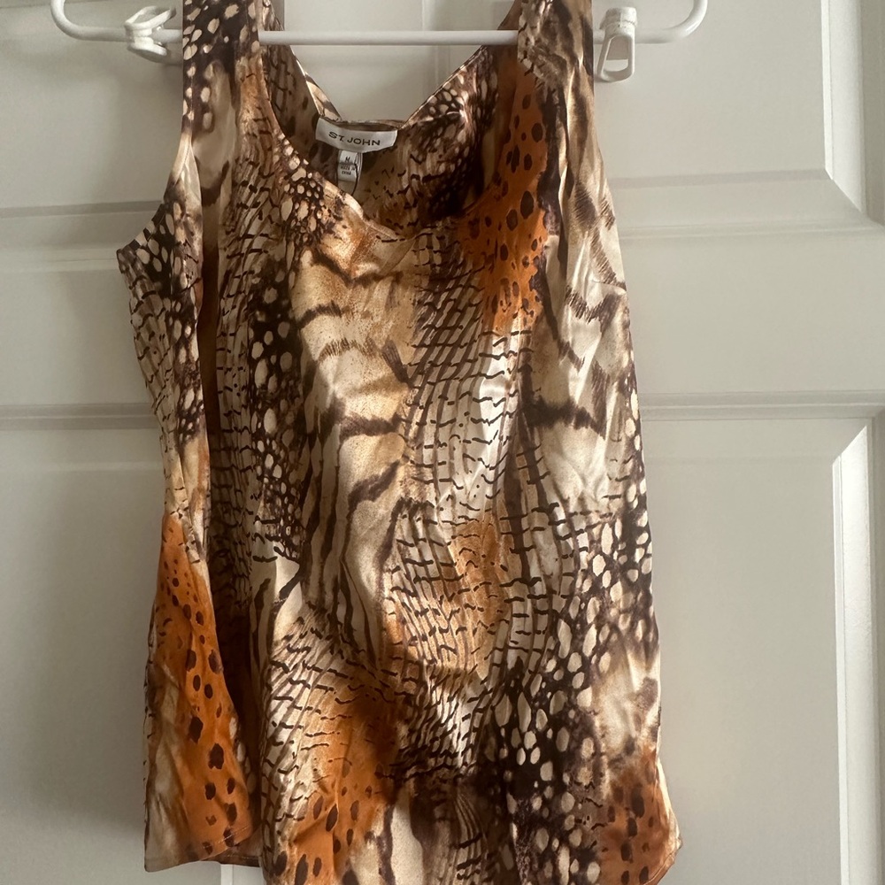 St. John Brown & Tan Animal-Print Camisole